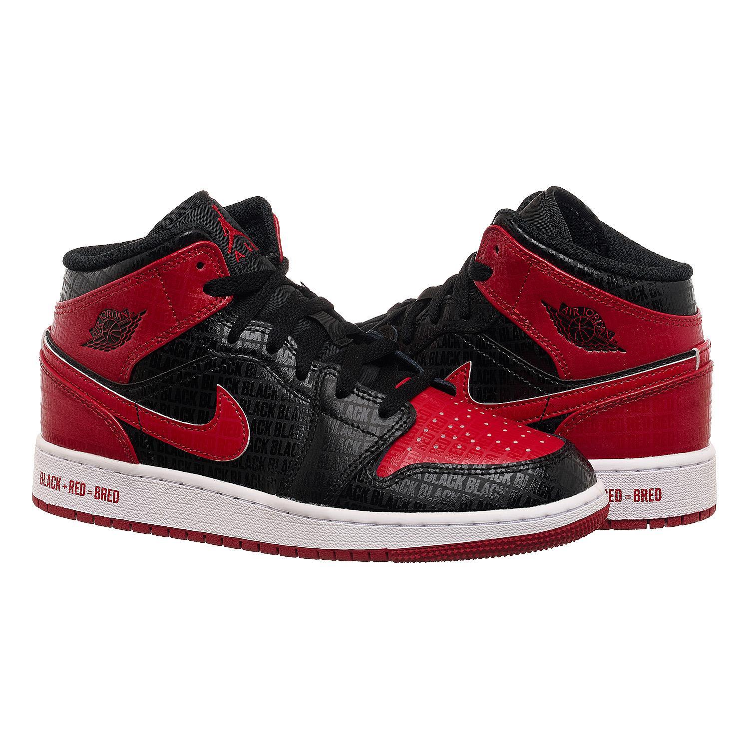 Кросівки жіночі Nike Jordan Air Jordan 1 Mid “Bred”(Gs) (DM9650-001) - фото 1
